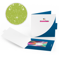 Mappe für CD-Verpackung 13,5 x 13,5 cm, 2-teilig mit Verschluss, 4/0 farbig (Außenseite bedruckt), mit Softfeel-Folie kaschiert
