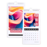 Monatskalender 15 Blatt (12 Monate + 3 Deckblätter) einseitig bedruckt 4/0 farbig, DIN lang hoch (105 x 210 mm)
