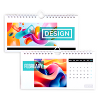Monatskalender 15 Blatt (12 Monate + 3 Deckblätter) einseitig bedruckt 4/0 farbig, DIN lang quer (210 x 105 mm)
