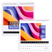 Monatskalender 15 Blatt (12 Monate + 3 Deckblätter) einseitig bedruckt 4/0 farbig, Quadrat (148 x 148 mm)