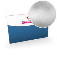 Multiloft-Visitenkarten quer 85 x 55 mm mit beidseitiger Softfeel-Folie und einseitiger Heißfolienprägung Silber, 4/4 farbig (beidseitiger Druck)