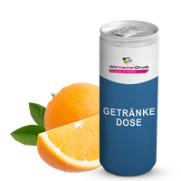 Orangensaft Getränkedose farbig bedruckt