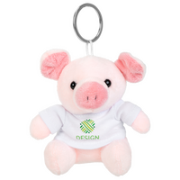 rosa Schweinchen mit weißem T-Shirt vorne bedruckt 