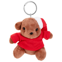 brauner Teddy mit Weihnachtsmütze und rotem T-Shirt unbedruckt