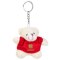 weißer Teddyanhänger mit rotem T-Shirt vorne bedruckt