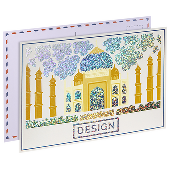Postkarte, DIN A4 quer (29,7 x 21,0 cm), mit partieller Glitzer-Lackveredelung