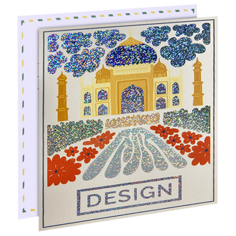 Postkarte, Quadrat 14,8 x 14,8 cm, mit partieller Glitzer-Lackveredelung
