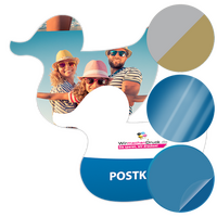 Postkarte, Stanzform Ente, mit allen Veredelungskombinationen