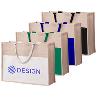 Shopper aus Jute mit farbigem Fach