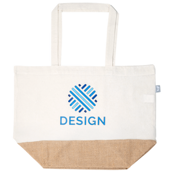 Tragetasche aus recycelter Baumwolle mit Juteboden