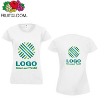 T-Shirt Damen weiß, Budget - Fruit of the Loom, mit zwei Druckpositionen