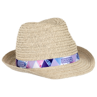 Unisex-Trilby-Strohhut aus synthetischem Papier mit bedrucktem Hutband