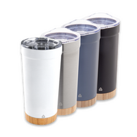 Vakuumisolierter XL-Edelstahlbecher mit Bambusboden unbedruckt