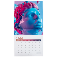 Wandkalender mit Drahtheftung inkl. Lochung, 21 cm x 21 cm, 28-seitig