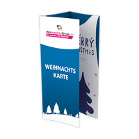 Weihnachtskarte, gefalzt auf DIN lang, vertikaler Wickelfalz, 6-seitig