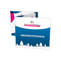 Weihnachtskarte, gefalzt auf Quadrat 10,0 cm x 10,0 cm, vertikaler Zickzackfalz, 6-seitig