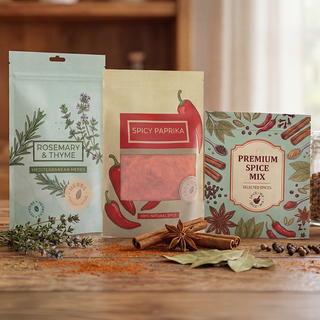 Standbodenbeutel für Gewürze - vollfarbig bedruckt, in vielen Grössen verfügbar