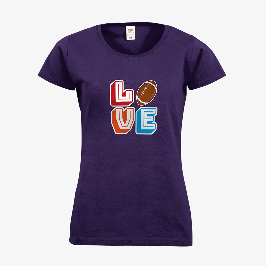 T-Shirt mit Motiv American Football Damen Fruit of the Loom Basic purple