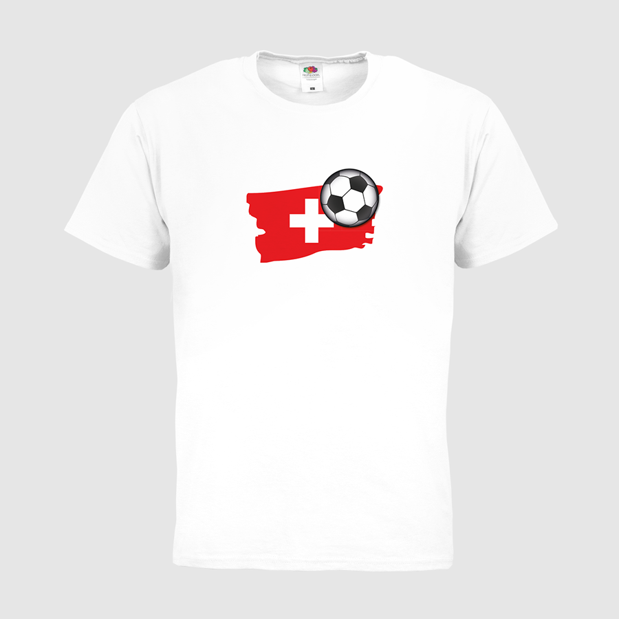 T-Shirt mit Standardmotiv Fussball Herren Fruit of the Loom Basic weiss