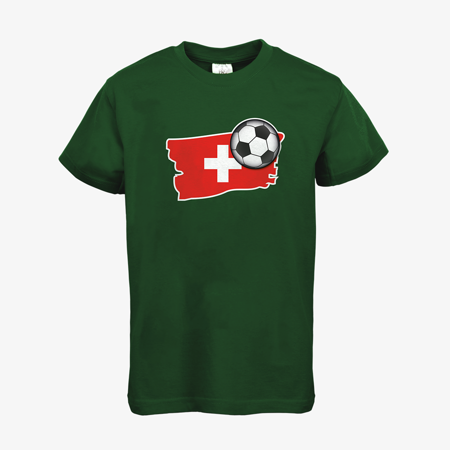 T-Shirt mit Motiv Fussball Flagge Schweiz Kinder BC Basic