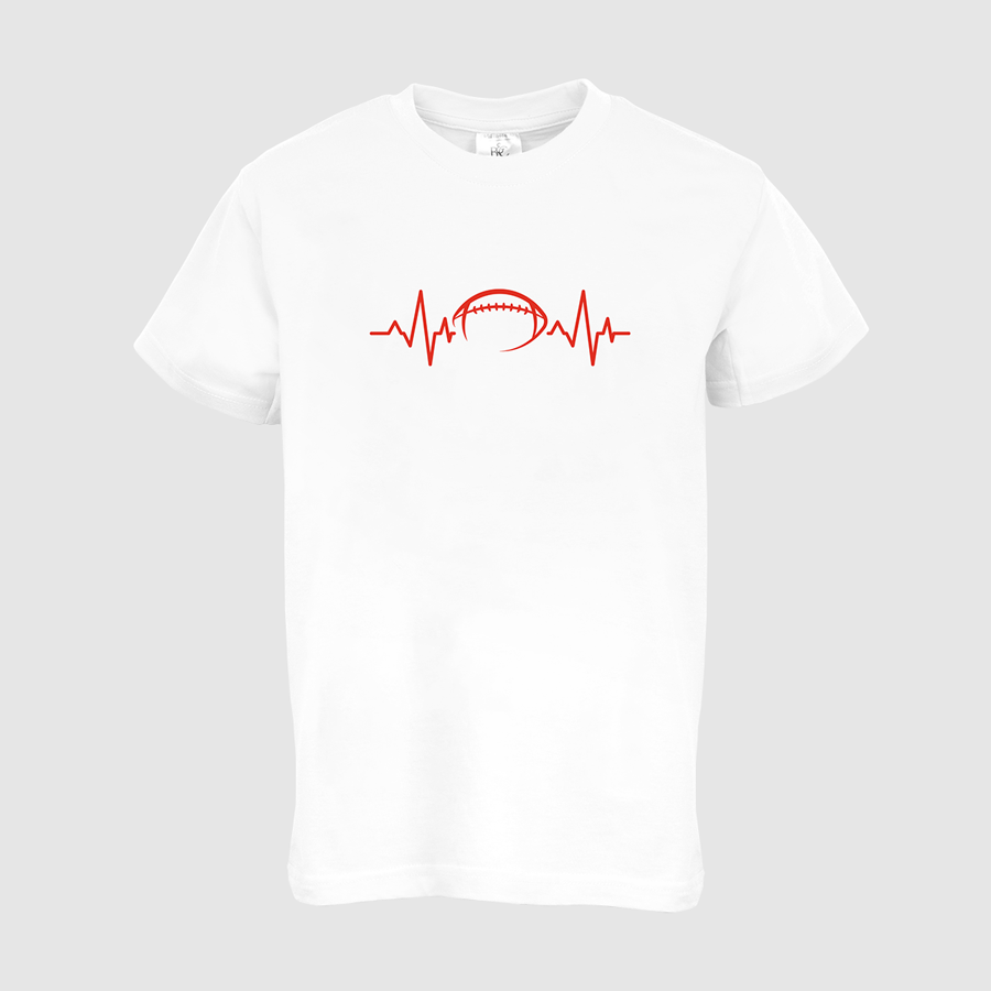 T-Shirt mit Standardmotiv Football EKG-Line Kinder Basic BC weiss
