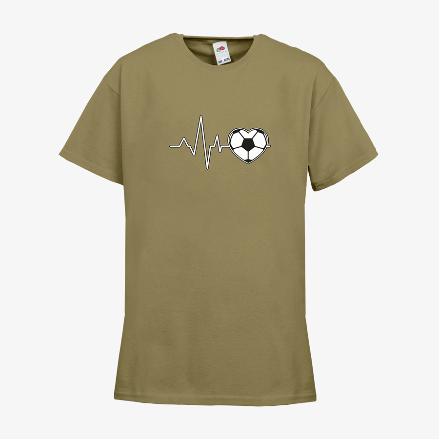 T-Shirt mit Standardmotiv Fussballherz für Kinder Budget olivefarben