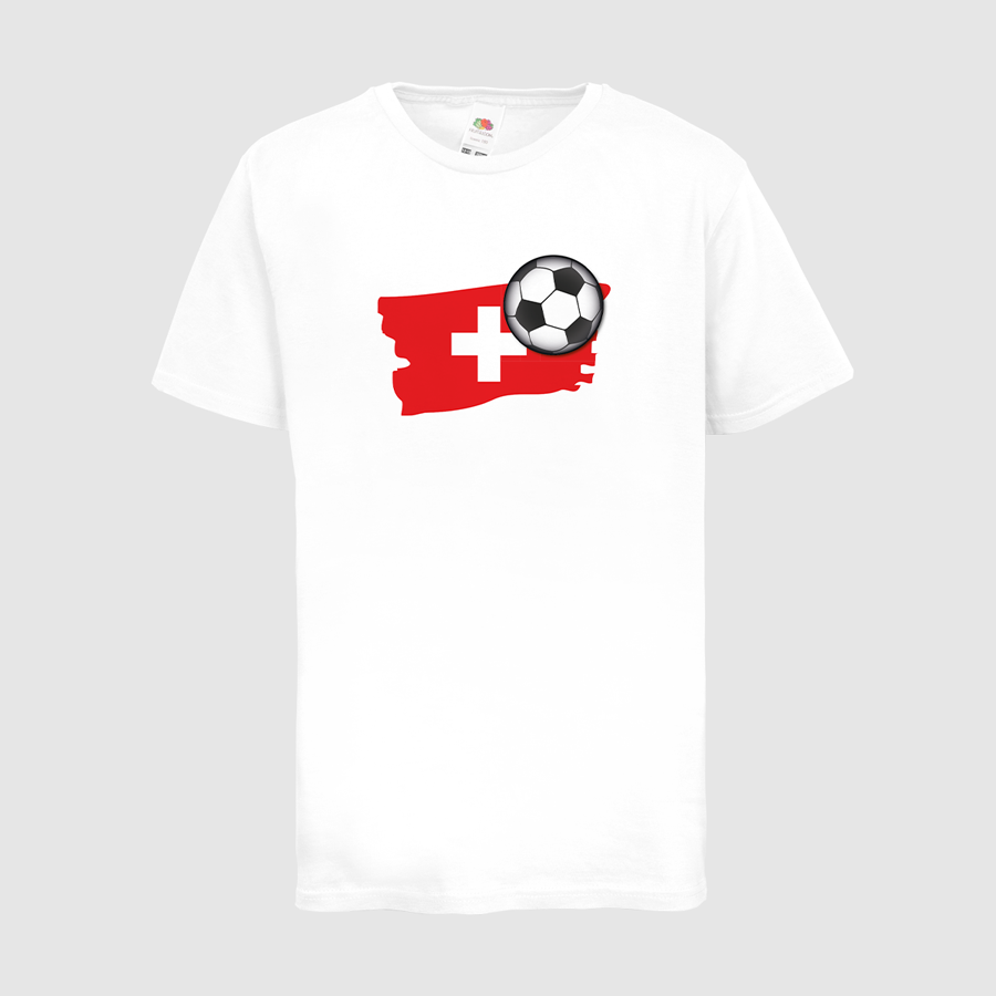 T-Shirt von Fruit of the Loom mit Fussballmotiv für Kinder Premium weiss