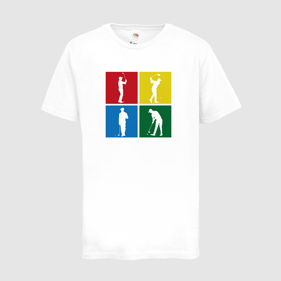 T-Shirt mit Golf-Motiv für Kinder Fruit of the Loom Premium weiss