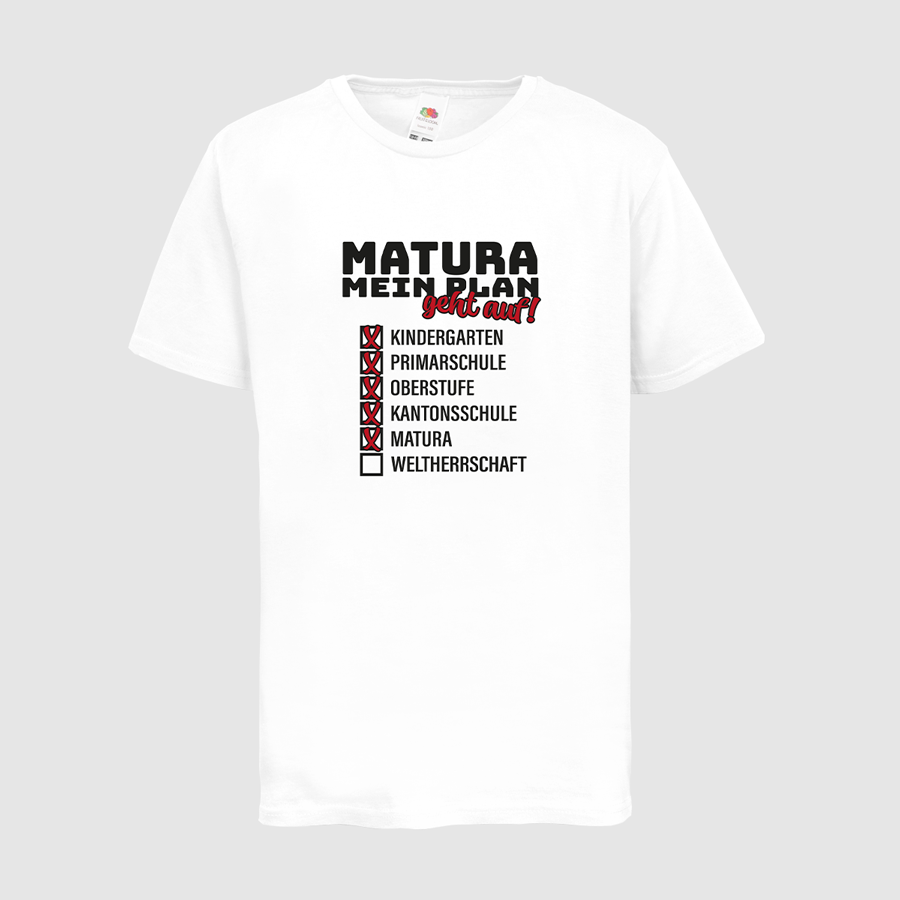 Matura-T-Shirt für Jugendliche Fruit of the Loom Premium weiss