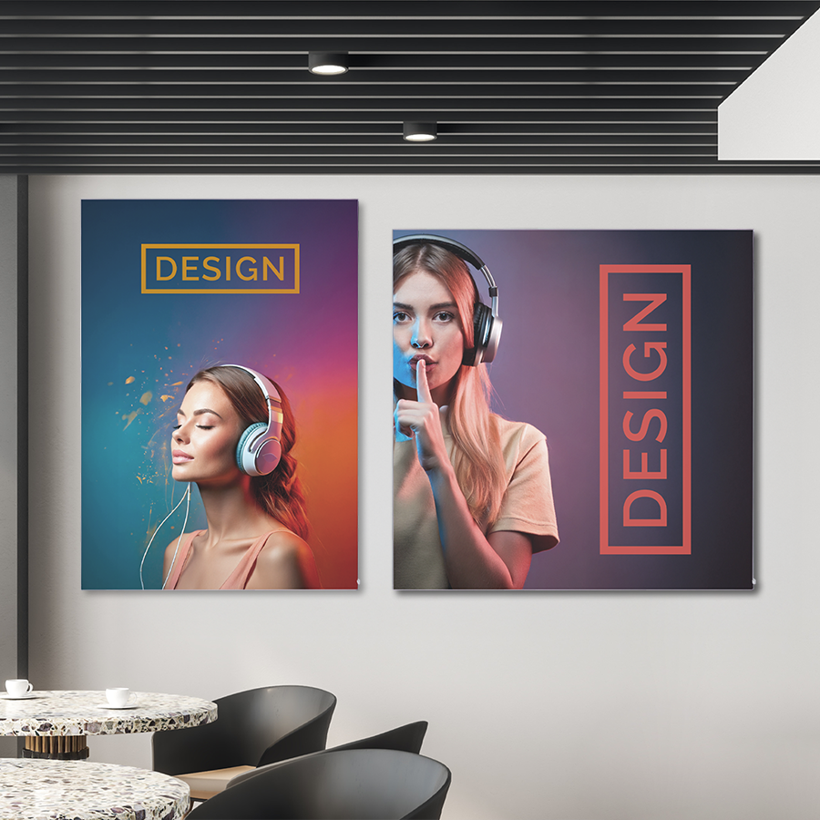 Akustikbilder bedruckt mit Wunschmotiv, gelocht für Wandmontage