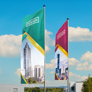 Vollfarbig bedruckte Longlife-Hissfahne ohne Ausleger