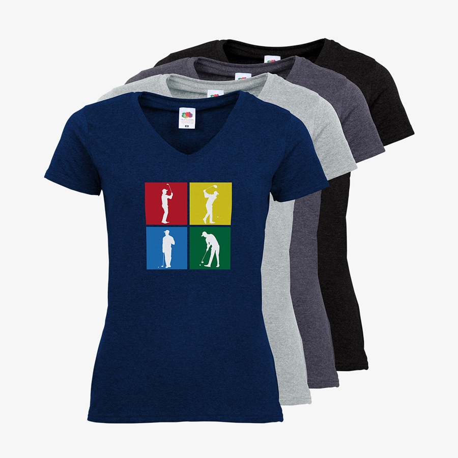 T-Shirts mit Standardmotiv Golf für Damen mit V-Ausschnitt Sortiment