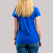 T-Shirt Damen Siebdruck Basic blau Rückenansicht