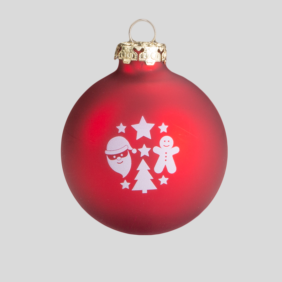Weihnachtskugel 8 cm, in rot, bedruckt mit individuellen Motiven