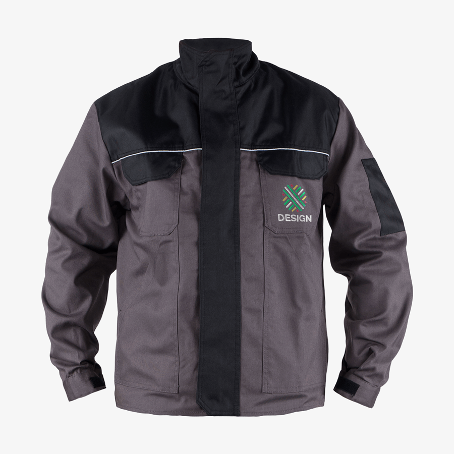 Basic-Arbeitsjacke mit mehrfarbiger Stickerei auf der Brust