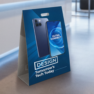 Vollfarbig bedruckter Aufsteller aus Hohlkammerplatte, stabil und leicht