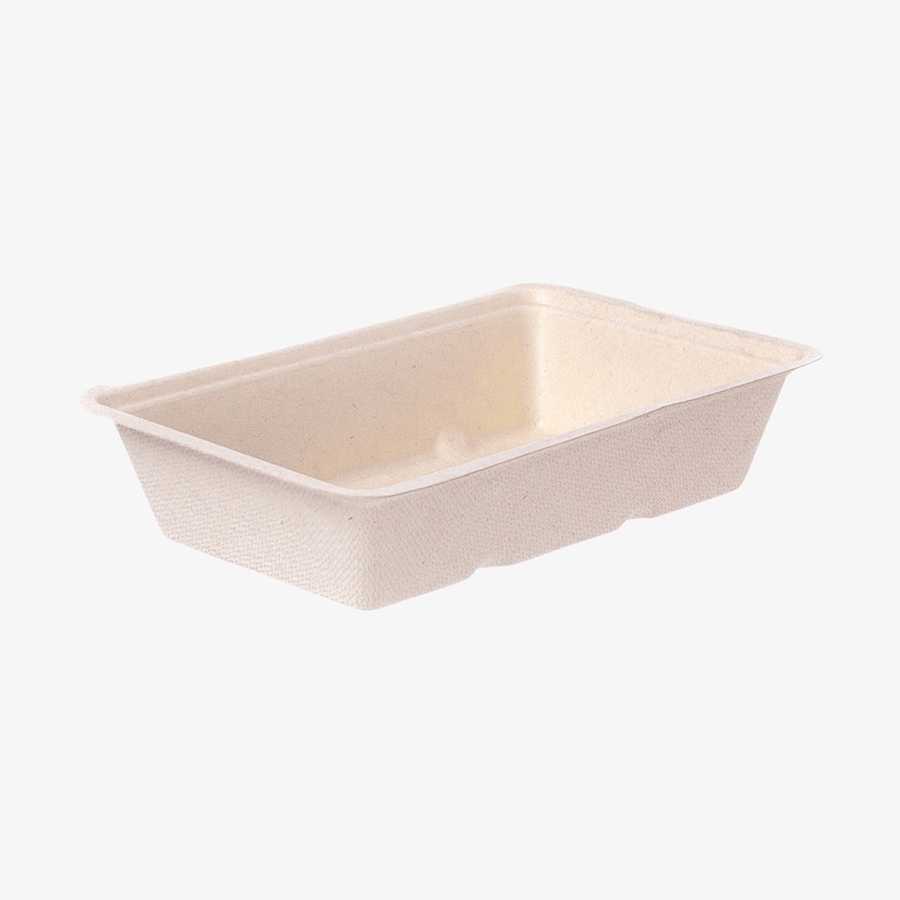 Unbedruckte Snackschale aus Bagasse 16,2 x 10,8 x 3,6 cm 