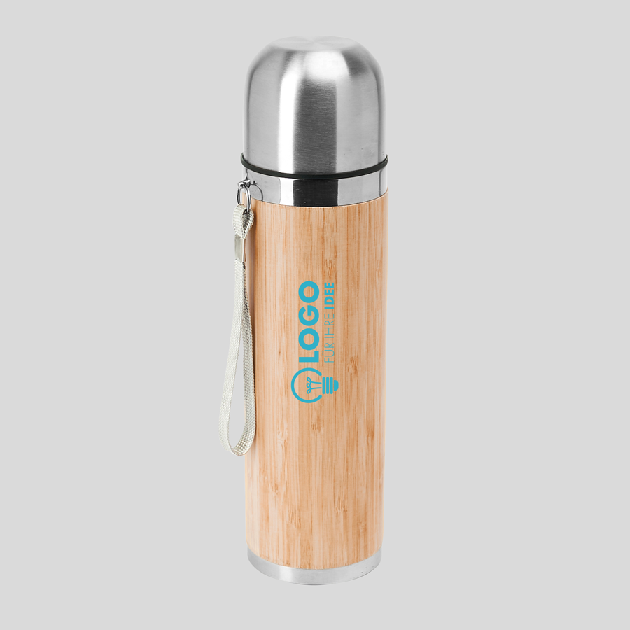 Bambus Isolierflasche 420ml bedruckbar Tampondruck
