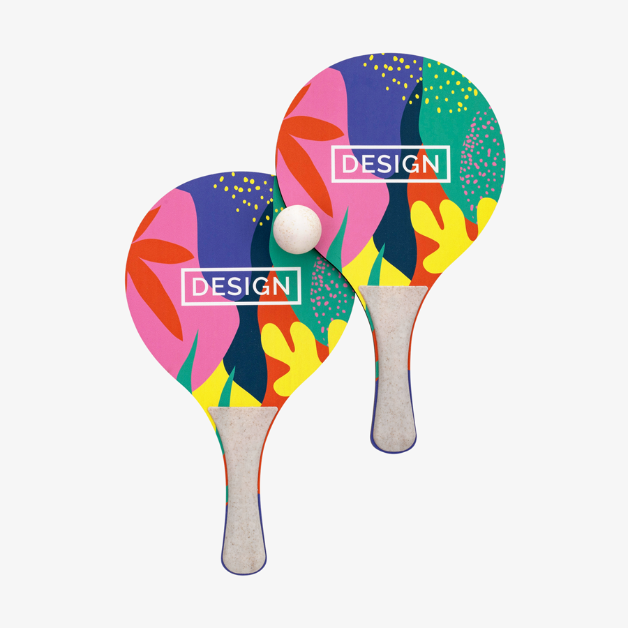 3-teiliges Strandtennis-Set individuell bedruckt, robustes Strandspiel