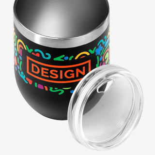 Isolierbecher aus Edelstahl bauchige Form mit UV-LED-Druck rundum