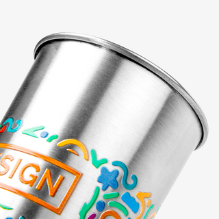 Mehrweg-To-go-Becher aus Edelstahl mit Rundum-UV-LED-Druck