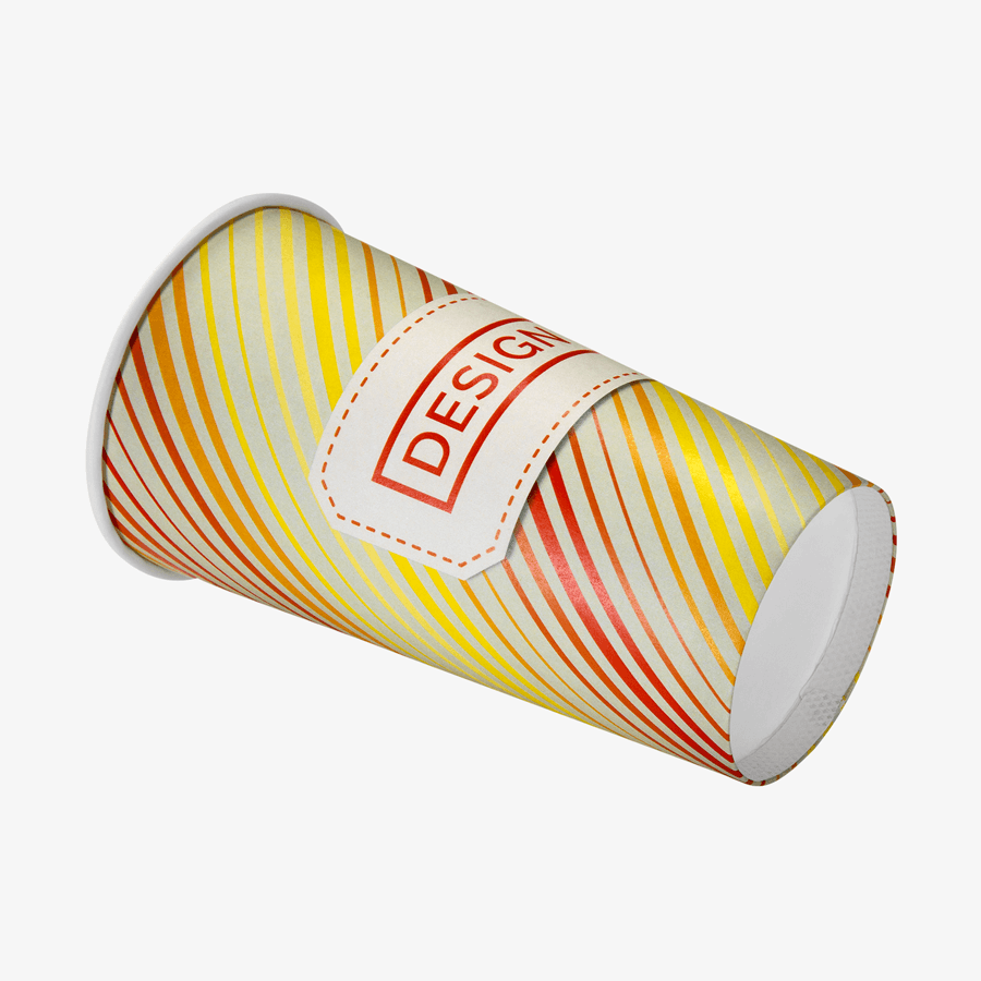 Einwandiger Pappbecher mit Eichstrich für 500 ml Inhalt, individuell bedruckt