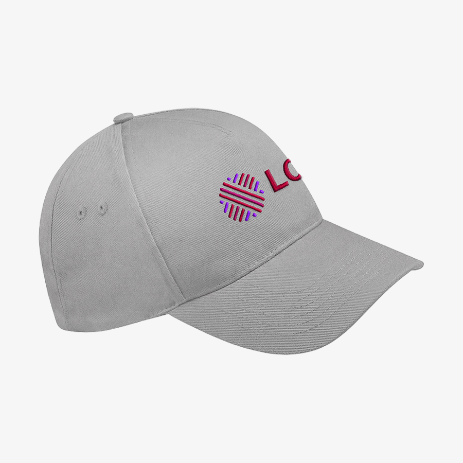 Hochwertige Beechfield-Cap, Ultimate 5-Panel Cap in Grau mit Stick