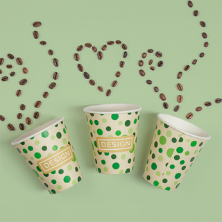 Mehrere einwandige Bio-Pappbecher für 250 ml Inhalt mit individuellem Druck