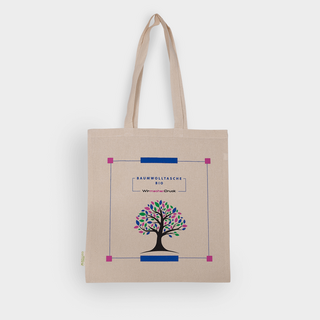 Naturfarbene Bio-Baumwolltasche mit langem Henkel, individuell bedruckbar