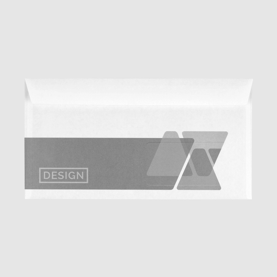 Rückseite einfarbig bedruckter Briefumschlag in 235 x 125 mm