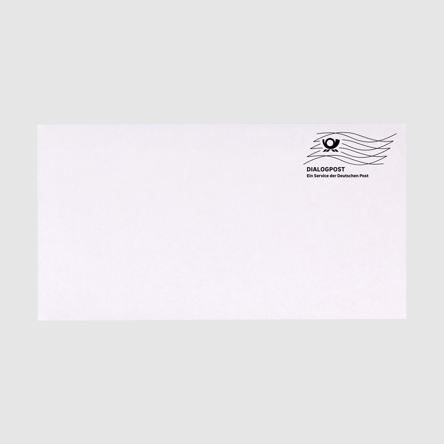 Unbedruckter Briefumschlag mit Frankierwelle im Sonderformat 235 x 125 mm