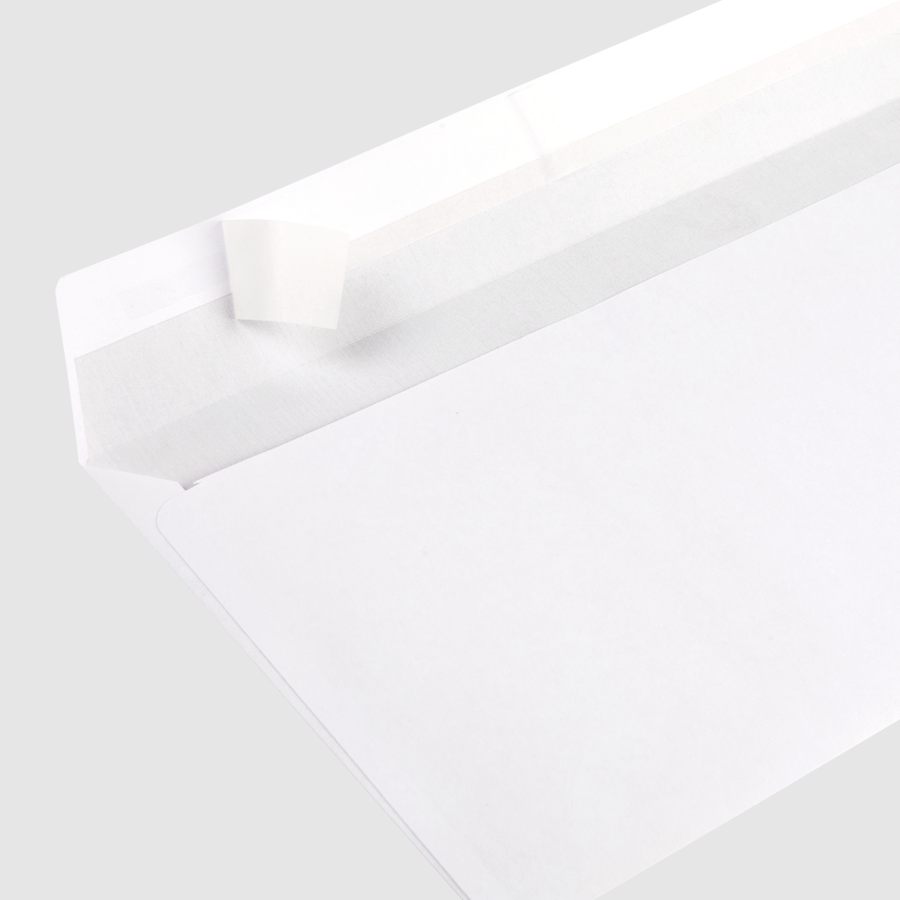 Rückseite unbedruckter Briefumschlag im Sonderformat 235 x 125 mm