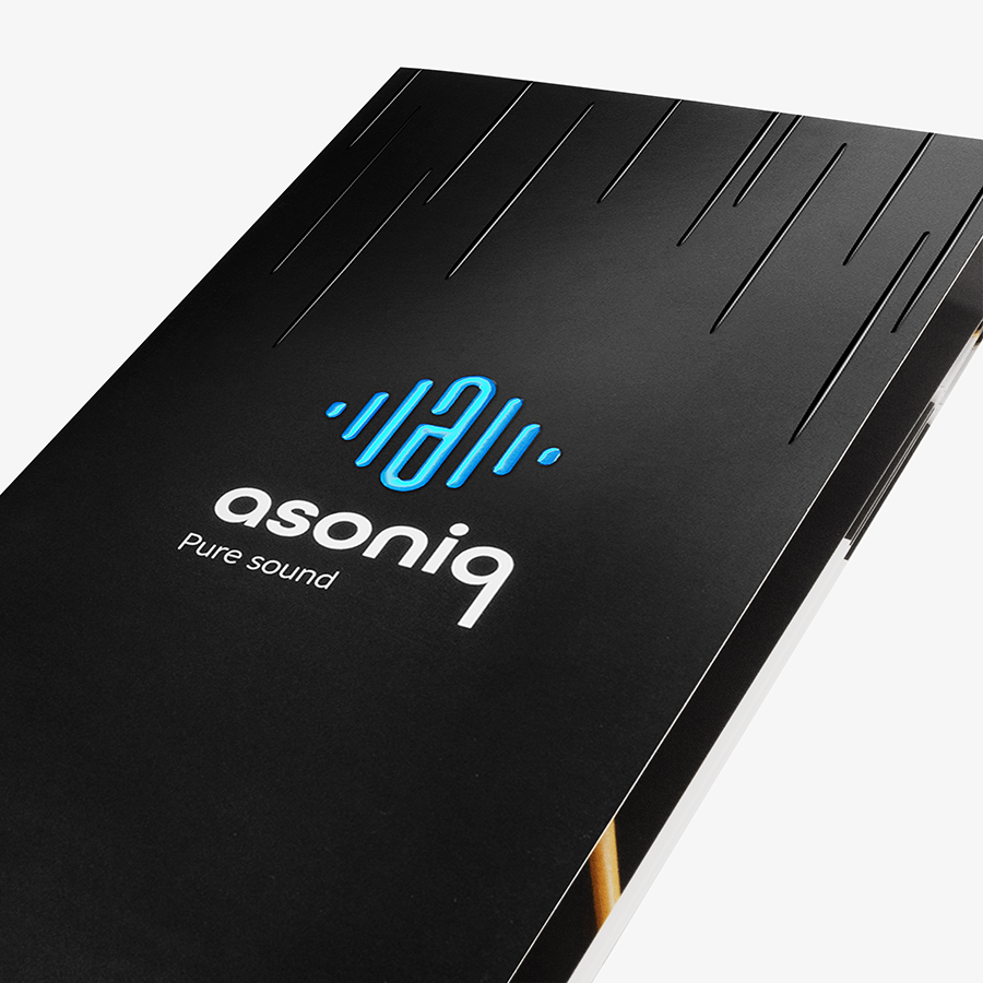 Broschüre mit Exklusiv-Veredelung DIN lang Hochformat Detail