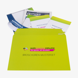 Umfangreiches Broschüren-Musterset im WIRmachenDRUCK-Design